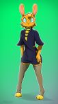  absurd_res anthro clothing footwear girly hi_res jewelry lagomorph leporid looking_at_viewer male mammal necklace pankanchan rabbit simple_background socks solo 