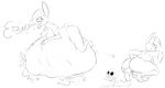  absurd_res anthro anus belly big_belly big_breasts bone breasts burping butt crouching death digestion disposal female female_pred genitals hi_res just-another-vore-artist lagomorph leporid mammal monochrome navel nipples nude oral_vore pussy rabbit rear_view rumbling_stomach skull vore 