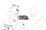  2015 3:2 ambiguous_gender anthro chess cup dacad duo furniture monochrome playing_chess simple_background sitting sketch table white_background 