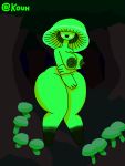  3:4 anthro big_breasts big_butt blush breasts butt curvy_figure detailed_background elemental_creature elemental_humanoid female fingers forest fungi_fauna fungi_humanoid fungus green_body green_skin hi_res huge_breasts huge_butt humanoid kouh looking_at_viewer lux(kouh) multicolored_body mushroom mushroom_humanoid nipples not_furry nude open_mouth sky smile solo thick_thighs tree two_tone_body voluptuous wide_hips 