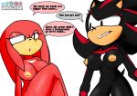  2020 anthro archie_comics biped black_body black_eyes black_fur breasts crossed_legs crossgender dialogue duo echidna english_text eulipotyphlan exposed_breasts eyewear featureless_crotch female female/female fur hedgehog knuckles_the_echidna lipstick looking_at_another makeup mammal monotreme mtf_crossgender narrowed_eyes nativefall nipples nude red_body red_fur shadow_the_hedgehog simple_background sonic_the_hedgehog_(archie) sonic_the_hedgehog_(comics) sonic_the_hedgehog_(series) speech_bubble standing tan_nipples text thick_thighs white_background 