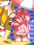  2020 absurd_res amy_rose anthro anthro_on_anthro blush bodily_fluids breasts butt canid canine censored cum cum_on_butt duo eulipotyphlan female fox genital_fluids genitals green_eyes hedgehog hi_res humanoid_genitalia humanoid_penis male male/female mammal masturbation miles_prower morris_(artist) mosaic_censorship nipples nude open_mouth penis sonic_the_hedgehog_(series) tongue tongue_out 