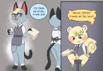  animal_crossing anthro domestic_cat duo english_text felid feline felis hi_res male male/male mammal marshal_(animal_crossing) nintendo nude raymond_(animal_crossing) rodent sciurid teasing text video_games yuzu_zuzu 