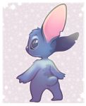  2020 alien back_markings blue_body blue_fur blue_markings blue_nose disney distracting_watermark experiment_(lilo_and_stitch) fluffy fur head_tuft hi_res lilo_and_stitch long_ears looking_back male male_(lore) markings muffy-chuchu notched_ear pink_inner_ear semi-anthro shoulder_tuft signature small_tail solo standing stitch_(lilo_and_stitch) tuft watermark 