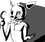  2014 anthro dacad eye_patch eyewear five_nights_at_freddy&#039;s foxy_(fnaf) hook_hand male monochrome simple_background solo video_games white_background 
