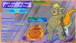  16:9 anthro atelierphos axe bard beard big_butt blush butt caster digestion dragon duo english_text facial_hair final_fantasy final_fantasy_xiv fluffy fluffy_tail fur gameplay_mechanics grey_body grey_scales gui gun gunbreaker handgun health_bar health_points hi_res internal internal_oral magic magic_user male male/male mature_male mythological_creature mythological_scalie mythology overweight overweight_anthro overweight_male pawpads paws phos pistol ranged_weapon rifle ruby_(rubysnoot) scales scalie square_enix tail text vore weapon widescreen yarill yellow_body yellow_fur 