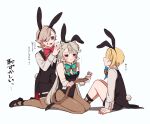  ... 1girl 2boys :d animal_ear_fluff animal_ear_hairband animal_ears aqua_bow aqua_bowtie aqua_streaks black_hairband black_leotard black_shoes black_shorts black_vest blonde_hair blush bow bowtie braid brother_and_sister brothers brown_bow brown_bowtie brown_pantyhose brown_thighhighs cat_ears cat_girl cat_tail closed_mouth coattails collared_shirt commentary_request detached_collar facial_mark fake_animal_ears fake_tail freminet_(genshin_impact) genshin_impact grey_hair hair_between_eyes hairband hands_up high_heels highleg highleg_leotard highres holding_own_tail kneeling knees_up leotard long_hair long_sleeves lynette_(genshin_impact) lyney_(genshin_impact) male_playboy_bunny multicolored_hair multiple_boys nekorin_chu open_mouth pantyhose parted_bangs playboy_bunny profile purple_eyes rabbit_boy rabbit_ear_hairband rabbit_ears rabbit_girl rabbit_tail red_bow red_bowtie red_streaks seiza shirt shoes short_hair short_shorts shorts siblings sidelocks simple_background single_braid sitting smile star_(symbol) star_facial_mark strapless strapless_leotard streaked_hair sweatdrop swept_bangs tail tailcoat teardrop_facial_mark thigh_strap thighhighs translation_request very_long_hair vest white_background white_shirt wing_collar wrist_cuffs 
