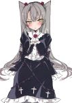  1girl amatsukaze_(kantai_collection) blush chigasaki_y cosplay gokou_ruri gokou_ruri_(cosplay) gothic_lolita grey_hair highres kantai_collection lolita_fashion long_hair ore_no_imouto_ga_konna_ni_kawaii_wake_ga_nai solo very_long_hair yellow_eyes 