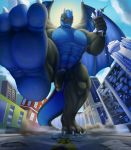  anthro building day derg destruction dragon genitals macro male paws penis stomping vittorionobile wings 