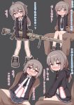  1boy 1girl absurdres ahoge anti-materiel_rifle bangs bipod black_gloves black_neckwear blue_skirt blush bolt_action brown_jacket cheytac_m200 chinese_commentary chinese_text collared_shirt cum cum_in_pussy dark_skin dress_shirt girls_frontline gloves gun highres holding holding_gun holding_weapon hood hood_down hooded_jacket internal_cumshot jacket lavender_eyes light_brown_hair low_ponytail m200_(girls_frontline) necktie nose_blush open_clothes open_jacket open_mouth qswan rifle scope sex shirt shoes sidelocks simple_background sitting sitting_on_lap sitting_on_person skirt sniper_rifle sniper_scope sweatdrop testicles weapon white_shirt x-ray 