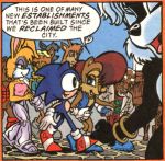  anthro archie_comics big_breasts bracelet breasts bunnie_rabbot crowded cute_face english_text eulipotyphlan female group hair hedgehog jewelry low_res male mammal metallic_body sally_acorn sonic_the_hedgehog sonic_the_hedgehog_(archie) sonic_the_hedgehog_(comics) sonic_the_hedgehog_(series) text thick_thighs white_hair 