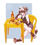  4_toes abstract_background absurd_res alcohol anthro arm_support beer beverage biped black_nose black_pawpads black_tank_top blush bottle bottomwear brazil brown_body brown_ears brown_fur brown_markings brown_tail canid canine chair claws clothed clothing digital_media_(artwork) digitigrade dipstick_tail eyes_closed fan_character female finger_claws fingerless_(marking) flip_flops footwear fur furgonomics furniture grey_bottomwear grey_clothing grey_shorts hi_res hindpaw inner_ear_fluff leaning_on_elbow mammal markings mayhb monotone_ears multicolored_body multicolored_fur multicolored_tail pattern_clothing pattern_shirt pattern_tank_top pattern_topwear pawpads paws pink_tongue sandals shirt shorts simple_background sitting smile solo sun table tank_top toe_claws toeless_(marking) toes tongue tongue_out topwear tuft two_tone_body two_tone_fur two_tone_tail white_body white_claws white_fur white_inner_ear white_tail wristband 