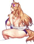  1girl animal_ears ass bikini breasts brown_eyes brown_hair eyewear_on_head fate/extra fate/extra_ccc fate/extra_ccc_fox_tail fate/grand_order fate_(series) fox_ears fox_tail from_behind heavenly_demon_princess large_breasts long_hair melon22 sideboob sunglasses suzuka_gozen_(fate) swimsuit tail untied untied_bikini 