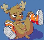  anthro antlers anus better_version_at_source big_butt blue_background blush bodily_fluids breasts brown_body brown_fur butt cartoon_network cervid clothing female footwear footwear_only four-pundo fur genital_fluids genitals half-closed_eyes hand_on_butt hand_on_leg horn lying mammal mostly_nude narrowed_eyes nipples nude open_mouth orange_nose penny_fitzgerald presenting presenting_hindquarters presenting_pussy pussy pussy_juice seductive seductive_eyes shoes shoes_only simple_background small_breasts solo spread_legs spreading sweat the_amazing_world_of_gumball thick_thighs tongue wide_hips 