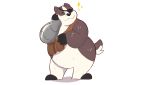  1_eye absurd_res amputee anthro badger badgerclops blush cartoon_network cybernetics cyborg disability eye_patch eyewear haroldsitofox hi_res machine male mammal mao_mao:_heroes_of_pure_heart missing_arm mustelid musteline overweight overweight_anthro overweight_male slightly_chubby solo 