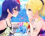  2girls ayase_eri cropped drink love_live!_school_idol_project nanatsu_no_umi shoujo_ai sonoda_umi 