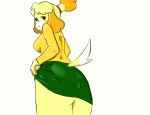  animal_crossing anthro breasts butt canid canine canis clothed clothing domestic_dog female isabelle_(animal_crossing) looking_at_viewer mammal nintendo solo suggestive video_games yairo yellow_body 