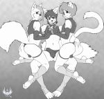  anthro ari canid canine canis confusedkitty domestic_cat eldiman felid feline felis fox girly glowyfolf grope groping_ass group hand_on_butt hi_res hybrid male male/male mammal tokami wolf 