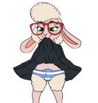  anthro bulge clothed clothing clothing_lift crossdressing crossgender dawn_bellwether disney flashing genital_outline gynomorph intersex looking_at_viewer panties penis_outline smile smirk solo underwear unknown_artist zootopia 