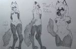 2020 anthro big_butt biped black_and_white black_ears black_paws breasts butt canid canine elmaheunico eyewear female flat_chested flat_colors fox fur glasses graphite_(artwork) greyscale hair huge_butt mammal model_sheet monochrome pencil_(artwork) simple_background solo standing traditional_media_(artwork) white_background white_body white_fur white_hair 