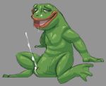  absurd_res amphibian anatomically_correct anatomically_correct_genitalia animal_genitalia bodily_fluids cloaca cum dahurgthedragon drooling ejaculation feral frog genital_fluids genitals hi_res looking_pleasured male meme pepe_the_frog saliva simple_background solo 