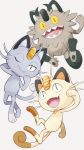  :d ;) absurdres alolan_form alolan_meowth fang fang_out full_body galarian_form galarian_meowth gen_1_pokemon gen_7_pokemon gen_8_pokemon highres looking_at_viewer meowth no_humans one_eye_closed open_mouth pokemon sharumon simple_background slit_pupils smile white_background 