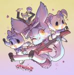  aggressive_retsuko anthro cheering female group guitar hyoudou male manaka_(aggretsuko) musical_instrument one_eye_closed plucked_string_instrument rikose sanrio string_instrument 