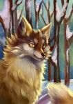  absurd_res canid canine corsac_fox fennefox feral fluffy forest fox fur hi_res male mammal outside portrait smile snow solo tongue tongue_out tree wallpaper 