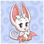  1:1 2020 border bow chibi chiropteran female feral jumpstart_games mammal neopet_(species) neopets solo starrtoon video_games white_border 