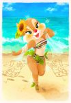  &lt;3 2020 anthro beach bikini border chip_(disney) chipmunk clarice_(disney) clothing dale_(disney) disney female flower ground_squirrel hi_res kurokuma824 mammal open_mouth open_smile outside plant red_nose rodent sciurid seaside seaweed smile solo swimwear water white_border 