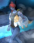  alphys anthro anthro_on_anthro arm_wraps barefoot belt bottomwear breasts buckteeth carrying carrying_partner cave clothed clothing coat covering covering_eyes covering_face detailed_background duo embarrassed eye_patch eyewear female female/female fin fish front_view fully_clothed gdreemurr1989 glasses grin hair hand_on_face head_fin jeans lab_coat looking_at_another looking_at_partner marine markings multicolored_body multicolored_scales non-mammal_breasts outside pants red_body red_hair red_markings red_scales reptile river romantic_couple scales scalie sharp_teeth shirt signature smile tank_top teeth thick_tail three-quarter_view topwear two_tone_body two_tone_scales undertale undyne video_games walking water wraps yellow_body yellow_eyes yellow_scales 