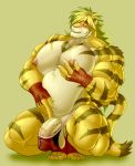  anthro balls big_nipples big_pecs felid genitals hi_res magan male mammal muscular muscular_anthro muscular_male nipples pantherine pecs penis solo thickkitty15 tiger tokyo_afterschool_summoners video_games 