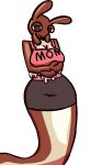  aliasing anthro brown_body brown_skin clothed clothing dakuterooty female gastropod mollusk multicolored_body pink_clothing pink_topwear simple_background slug solo topwear two_tone_body white_background 