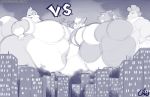  anthro belly big_belly big_breasts breasts city cityscape ed_(nidogatr) featureless_breasts female floatzel group huge_breasts macro monochrome nekocrispy nidoqueen nintendo overweight overweight_female pok&eacute;mon pok&eacute;mon_(species) scrafty smile video_games zangoose 