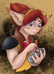  5_fingers ear_tuft eyewear fingers general_(disambiguation) goggles hair league_of_legends portrait practice purple_eyes red_hair rin riot_games safe smile tuft video_games yordle 