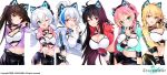 6+girls :d ;d absurdres ahoge animal_ears aqua_jacket ass axent_wear bent_over black_choker black_hair black_shorts blonde_hair breasts brown_hair cat_ear_headphones chii_aruel choker cleavage closed_mouth crop_top cropped_jacket ephnel fake_animal_ears finger_gun green_eyes hand_on_hip hand_on_own_thigh hand_up haru_estia headphones highleg highres iris_yuma jacket large_breasts latex latex_shorts leg_up lily_bloomerchen long_hair long_sleeves looking_at_viewer looking_back low_twintails medium_breasts medium_hair midriff multicolored_hair multiple_girls navel official_art one_eye_closed open_clothes open_jacket open_mouth orange_eyes pink_hair pink_jacket ponytail purple_jacket red_eyes red_jacket shirt short_shorts shorts small_breasts smile soul_worker stella_unibell stomach strap streaked_hair takotsu thighs tongue tongue_out twintails undershirt v v-shaped_eyebrows very_long_hair white_hair white_jacket white_shirt wristband yellow_jacket 