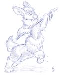  2020 4:5 blue_and_white darrow flinters fur hi_res lagomorph lagomorph_taur leporid leporid_taur male mammal mammal_taur melee_weapon monochrome polearm rabbit rabbit_taur solo spear taur weapon 