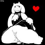  &lt;3 1:1 2020 anthro bodily_fluids boss_monster bovid caprine clothed clothing clothing_lift dress dress_lift ema_npr female genital_fluids genitals goat mammal mature_female presenting presenting_pussy pussy pussy_juice slightly_chubby solo sweat thick_thighs toriel undertale video_games 