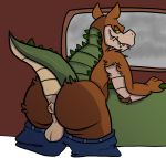  2020 activision anthro anus backsack balls bent_over big_butt blue_eyes bottomwear brown_body brown_butt brown_ears brown_fur bubble_butt butt canid canine canis clothing crash_bandicoot_(series) crocodile crocodilian crocodylid dingo dingodile fur genitals green_tail half-closed_eyes hi_res hybrid inside inviting kuprum looking_back male mammal multicolored_body multicolored_tail narrowed_eyes nude pants pants_around_ankles presenting presenting_anus presenting_balls presenting_hindquarters reptile scalie sharp_teeth smile solo standing tan_anus tan_balls tan_body tan_nose tan_skin tan_tail teeth thick_thighs video_games wide_hips yellow_sclera 