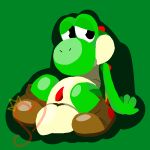  1:1 absurd_res anus butt clothing dinosaur feral footwear genitals green_yoshi hearkyng_(artist) hi_res looking_away lying male mario_bros nintendo nude on_front penis reptile scalie simple_background solo video_games yoshi 
