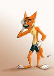  anthro bottomwear boxers_(clothing) canid canine canis clothing dingo hi_res juneduck21 male mammal shorts solo tired underwear 