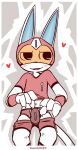  absurd_res animal_crossing anthro armor blush clothing domestic_cat embarrassed felid feline felis fur genitals headgear helmet hi_res kid_cat_(animal_crossing) kukat male mammal nintendo penis solo superhero underwear video_games visor white_body white_fur 