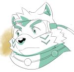  2020 alios anthro black_nose canid canine canis domestic_dog green_eyes headshot_portrait hi_res kemono live-a-hero male mammal mokdai portrait q14658091 simple_background solo video_games visor 