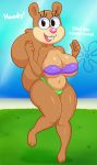  2020 3_toes 4_fingers acstlu anthro belly big_breasts bikini breasts buckteeth clothed clothing dialogue english_text eyelashes female fingers hi_res looking_at_viewer mammal navel nickelodeon open_mouth open_smile pink_nose rodent sandy_cheeks sciurid smile solo spongebob_squarepants swimwear talking_to_viewer teeth text toes tree_squirrel 