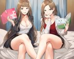  2girls brown_hair cropped devildogs long_hair original 