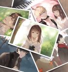  3girls 4boys autumn black_hair blue_eyes blush brown_hair can closed_eyes grass instrument jewelry lamppost li_zeyan love_and_producer lying mo_xu multiple_boys multiple_girls musu0626 necklace on_back photo_(object) piano protagonist_(love_and_producer) red_scarf scarf shirt spring_(season) summer white_shirt zhou_quiluo 