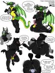  3:4 anthro chastity_(disambiguation) conditional_dnp dialogue dragon english_text equid equine hi_res hitachi_magic_wand horse latex_transformation lock_symbol lustylamb male mammal null_bulge petplay ponyplay roleplay rubber sex_toy solo species_transformation text transformation vibrator 