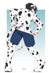  2020 5_fingers amur anthro black_hair canid canine canis dalmatian digital_media_(artwork) digitigrade domestic_dog fingers hair hi_res male mammal simple_background smile solo toes 