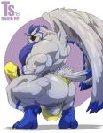  animal_humanoid anthro avian avian_humanoid back_muscles balls barefoot beak big_balls big_butt big_pecs big_penis bird bird_humanoid black_beak black_penis blue_body blue_feathers blue_fur blue_hair blue_skin butt claws clothed clothing crouching erection erection_pushing_underwear erection_under_clothing feathers fur genitals grey_balls grey_body grey_feathers grey_fur grey_wings hair hi_res huge_butt huge_penis humanoid looking_at_viewer male mostly_nude multicolored_body multicolored_feathers multicolored_fur multicolored_wings muscular muscular_anthro muscular_arms muscular_male muscular_thighs owl owl_humanoid pecs penis rear_view signature simple_background solo sova_13 speedo squatting_position swimwear tail_feathers talons thick_thighs triceps tylerstark white_background wings yellow_eyes 