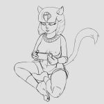  1:1 2020 animal_crossing ankha_(animal_crossing) ann_gora anthro breasts callmewritefag clothed clothing controller cosplay crossover crossover_cosplay digital_drawing_(artwork) digital_media_(artwork) domestic_cat egyptian egyptian_clothing egyptian_headdress felid feline felis female fur game_controller greyscale hair hanna-barbera headdress headgear headwear hi_res jewelry mammal monochrome necklace nintendo nintendo_controller nintendo_switch nipples plantigrade simple_background sketch solo swat_kats translucent translucent_clothing uraeus video_games 